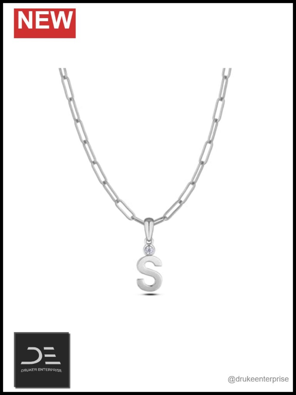 Polar Light Diamonds Sterling Silver Block or Script Initial Pendant Necklace